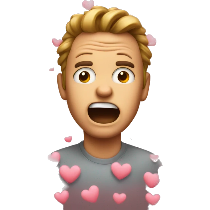 Mad face emoji with hearts around emoji