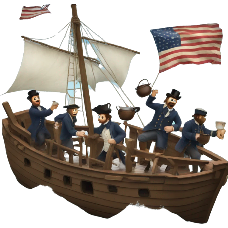 boston tea party, throwing tea overboard emoji