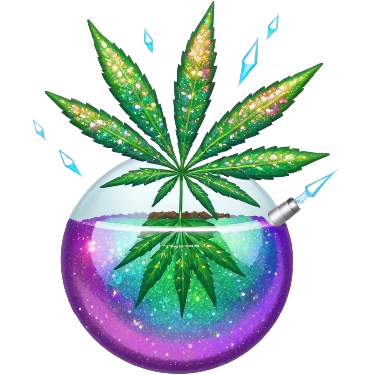 multicolor glitter bomb with weed emoji