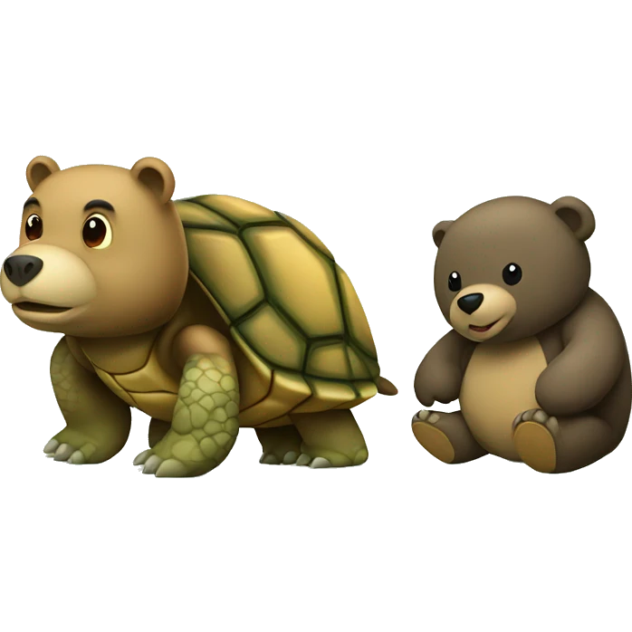 A turtle and a big Bear working  emoji