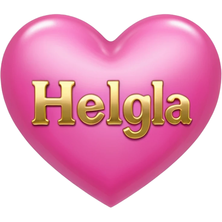 In pink heart,the gold inscription "Helga" in large letters emoji