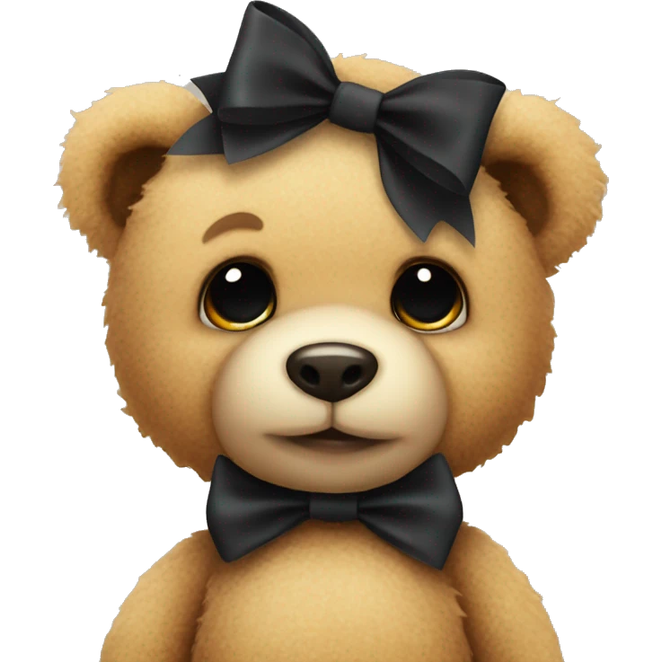 Cute teddy bear with black bow emoji