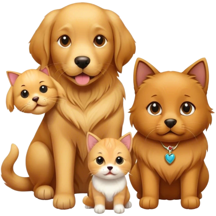 Two cats and a dog emoji