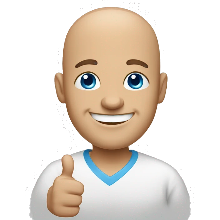 happy bald man blue-eyed giving thumbs-up emoji