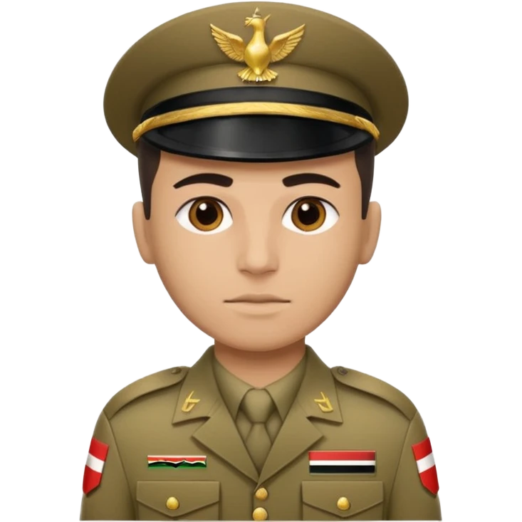 Portrait of an Iraqi soldier with an Iraqi flag chevron on his shoulder and chest emoji