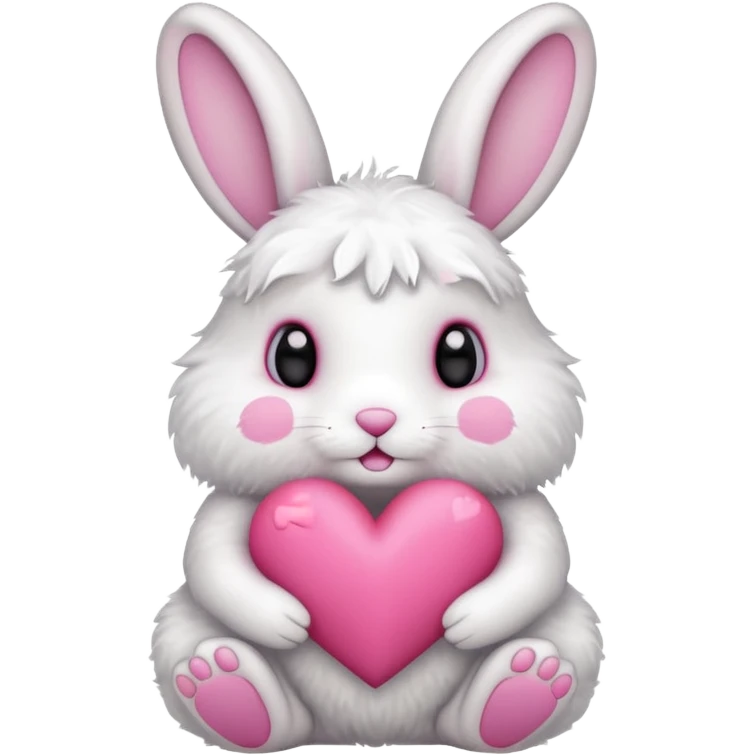 A bunny holding a heart emoji