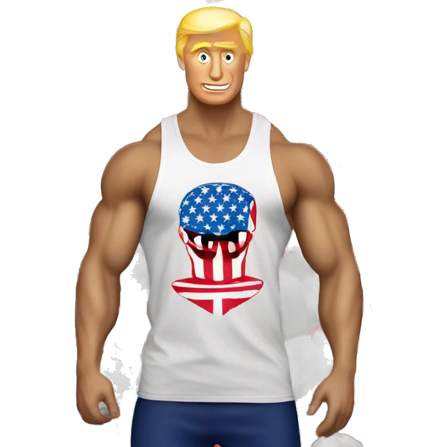 gym trump with america flag tank top emoji