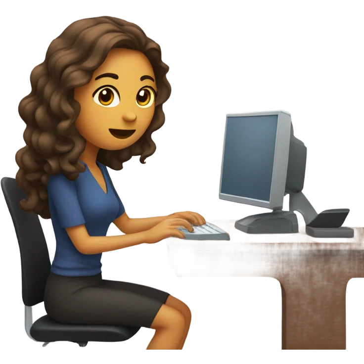 a woman with long wavy hair and brown eyes who writes on a computer emoji