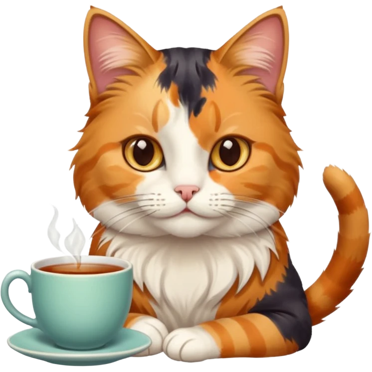 Çay içen kedi emoji