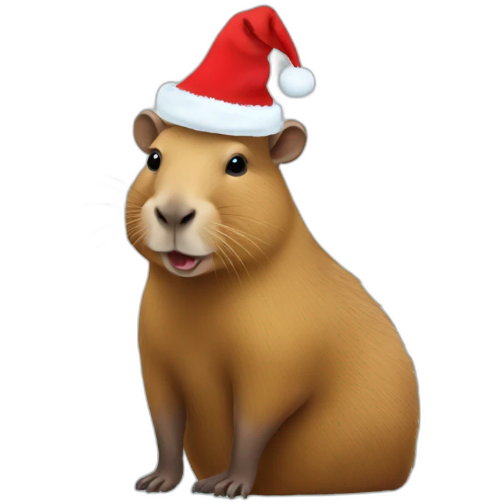 Capybara with christmas hat emoji