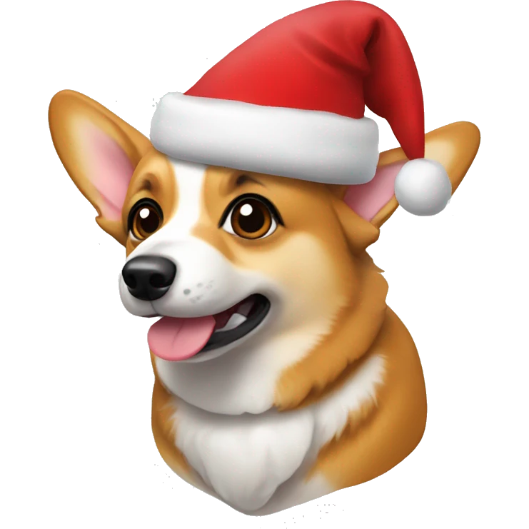 Corgi with a Christmas hat  emoji