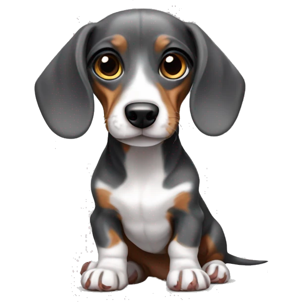 Mini dachshund piebald gray with socks paw emoji