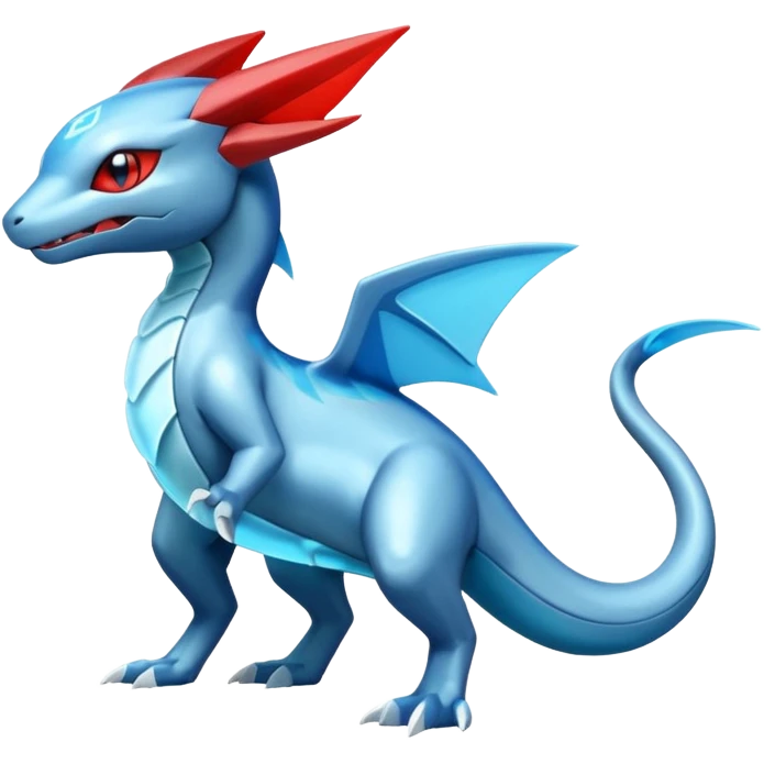 Shiny Futuristic Salamence-Salandit-Glaceon-Fakémon-hybrid-creature (full body)  emoji