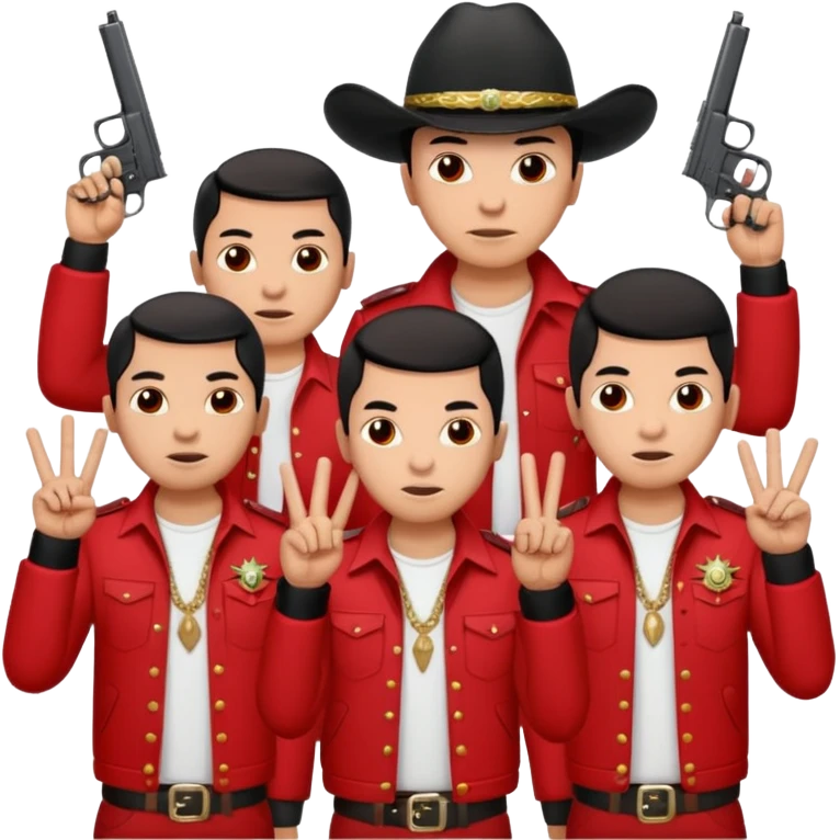 Norteño street gang with 14, hand gang signs and guns emoji