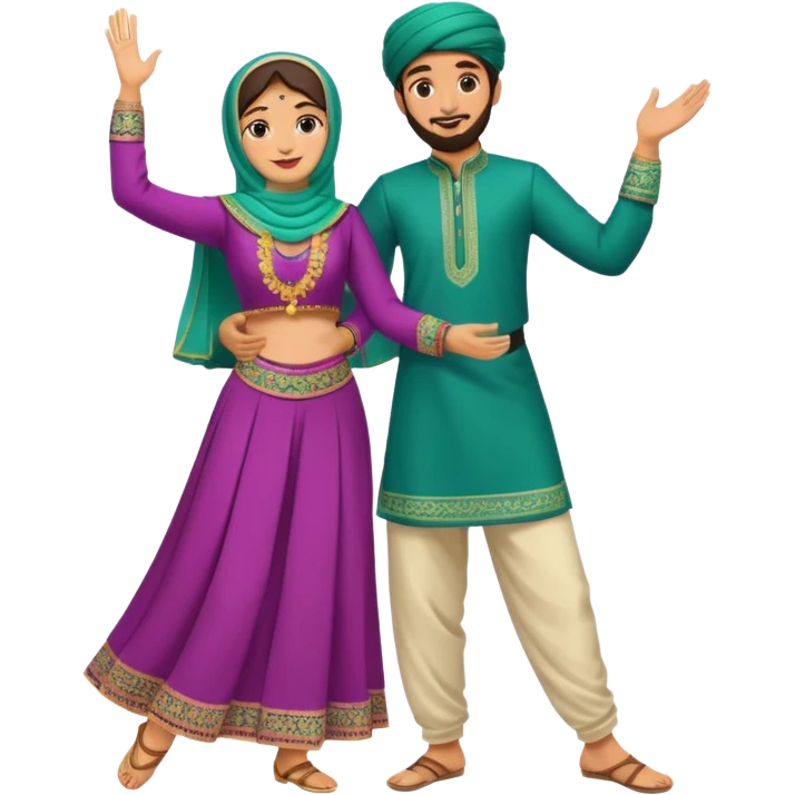 pakistani dancing man and woman fully clothed full body muslim emoji