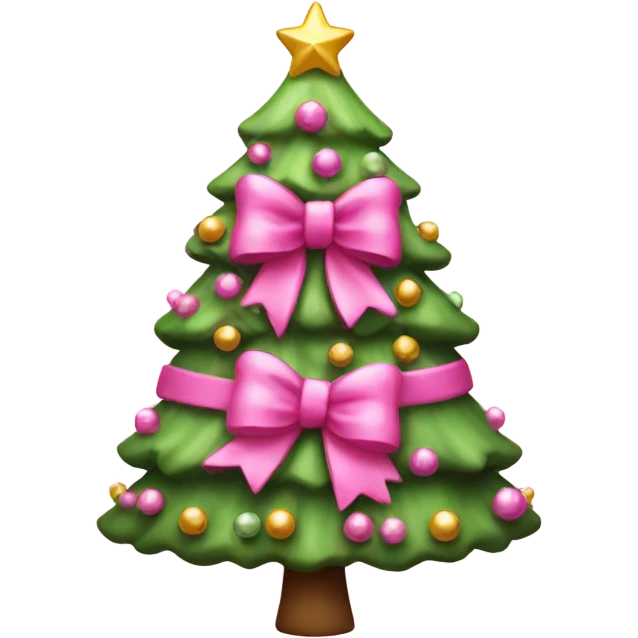 pink christmas tree with bows emoji