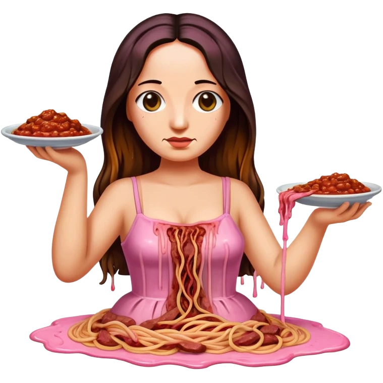  SPAM meat melted pink dripping sauce spaghetti dress monalisa portrait emoji
