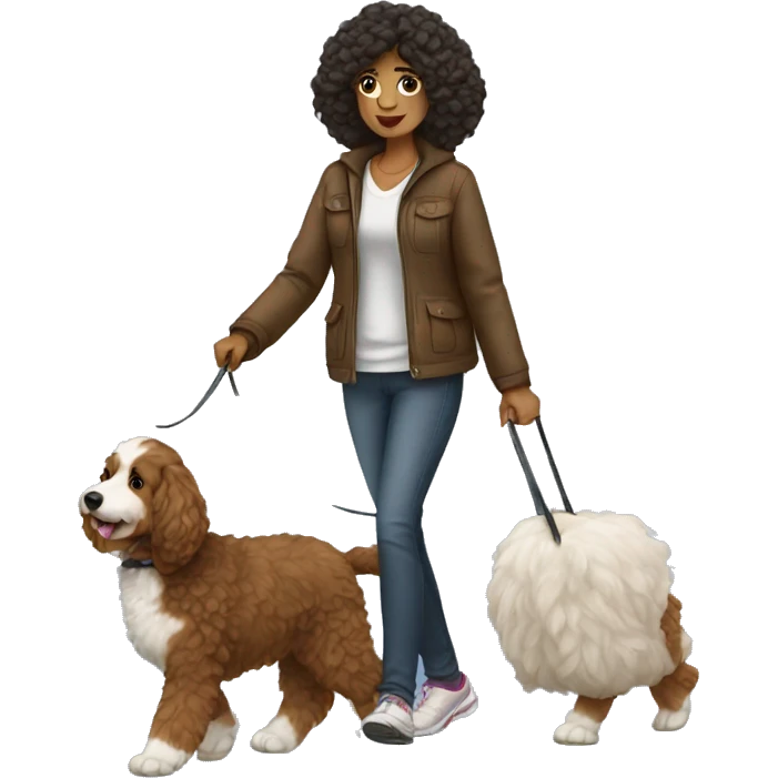 Woman walking bernedoodle emoji