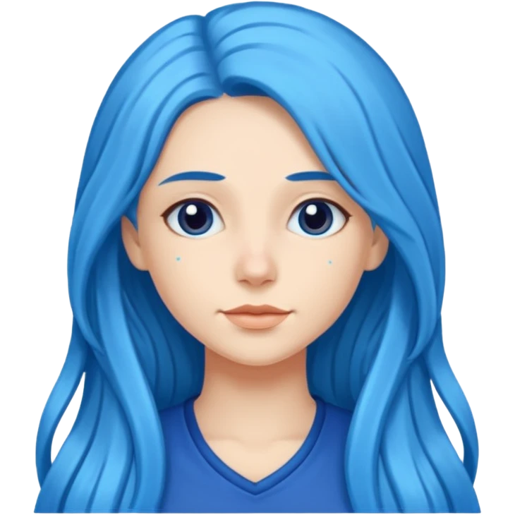 Kék, hosszú haj, fehér nő emoji