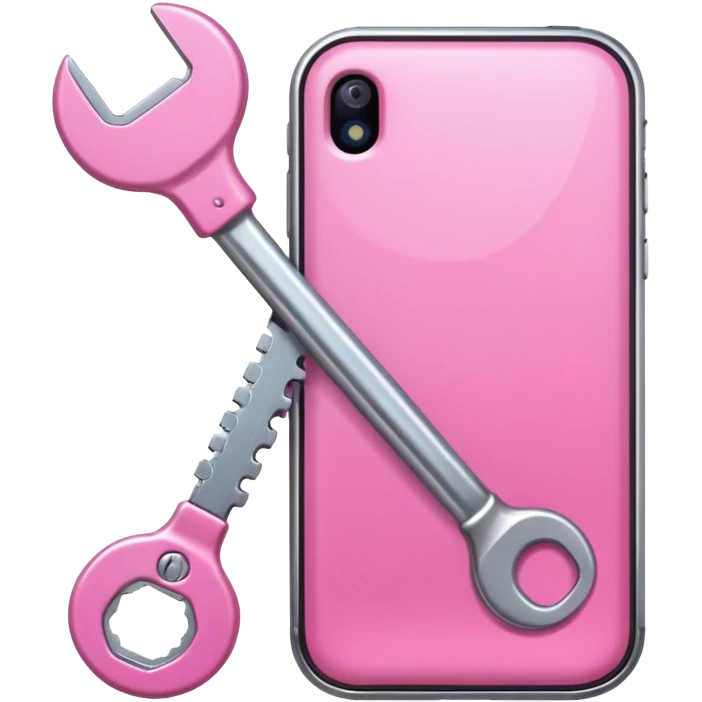 pink girly cellphone with a cute wrench emoji
