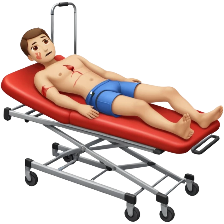 

a full-length human figure, lying down, with injuries on a stretcher emoji