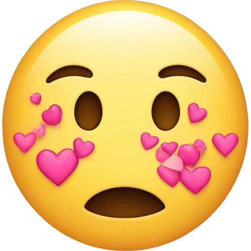 exhausted emoji with pink hearts circling around it emoji