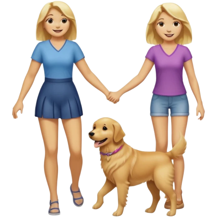 perro andando de la mano a dos patas con una rubia emoji