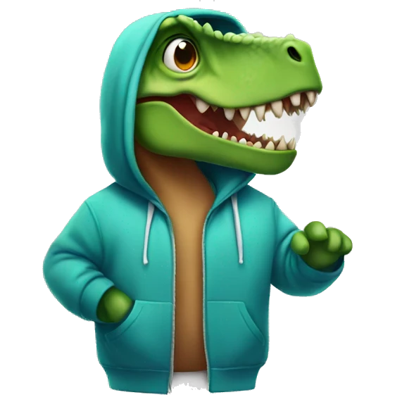 A dinosaur wearing a hoodie emoji