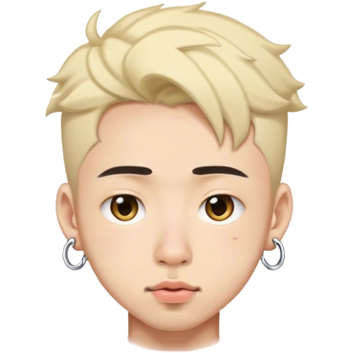 Cute Japanese male, nose pierced, bottom lip pierced emoji