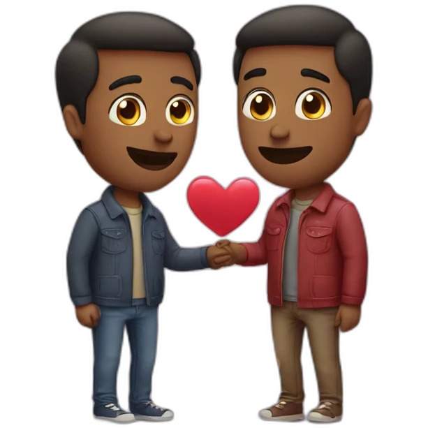 Two men in love with hearts emojis emoji