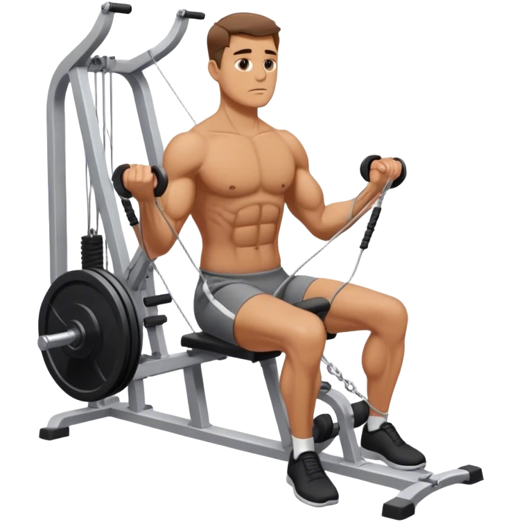 man doing seated cable-rows machine exercise emoji