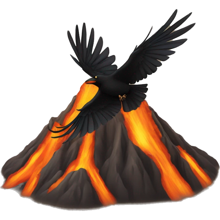 crow falling in a volcano emoji
