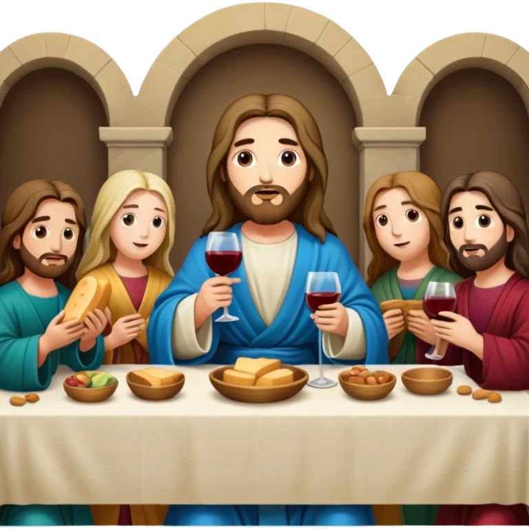 The Last Supper with jesus emoji