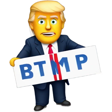 Donald trump holding for in the middle of a road emoji