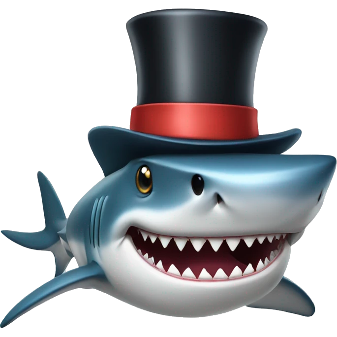 Shark with a top hat emoji