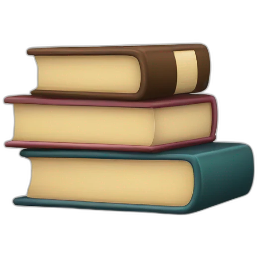 three selstanding books with different size and thick with one book inclined emoji