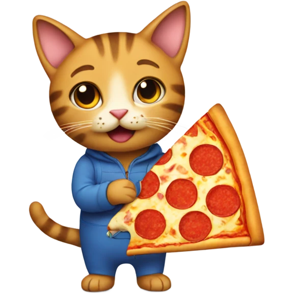 A cat holding a pizza  emoji