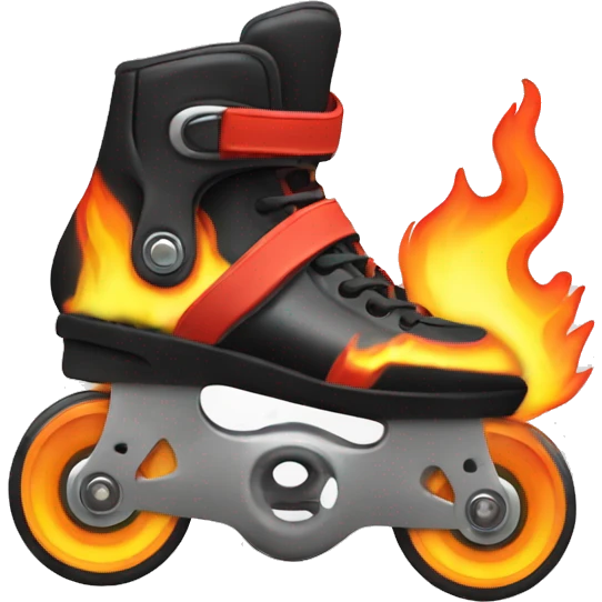 an inline rollerblade that only has the wheels on fire emoji