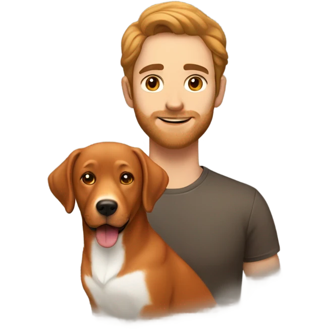  brown haired man and fox red labrador retriever emoji