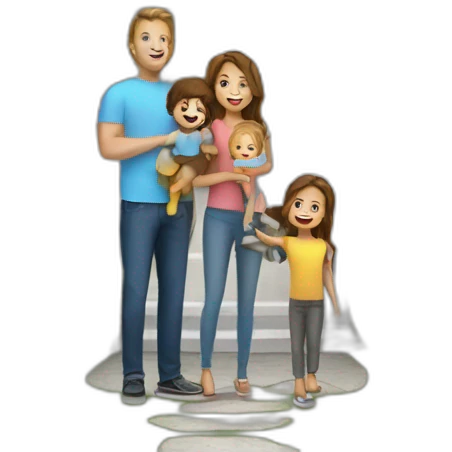 white American family people buying a real estate house emoji