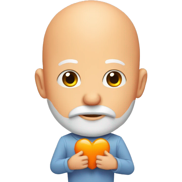 Bald man with a big orange beard has wings and holds a heart in his hand emoji