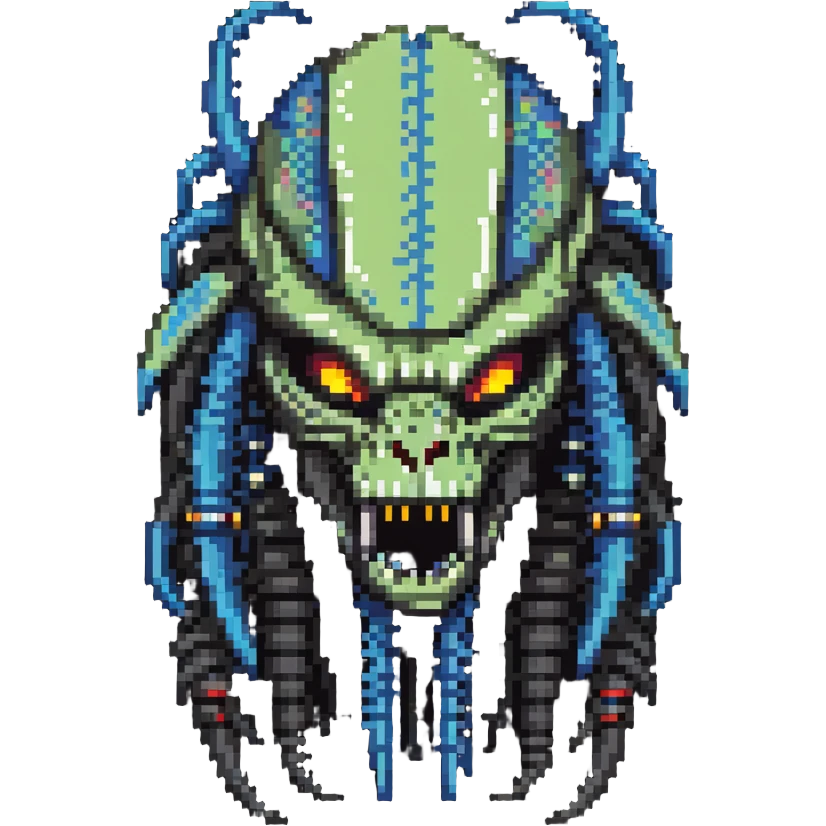 Predator alien with mandibles and dreadlocks emoji
