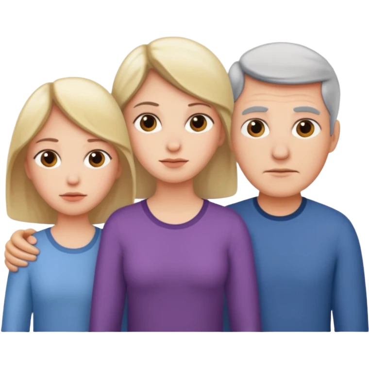 семья из 3 человек со строгими лицами  emoji
