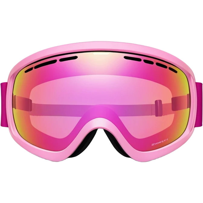 sporty pink ski goggles, frameless design with pink mirrored lenses, snow eyewear emoji
