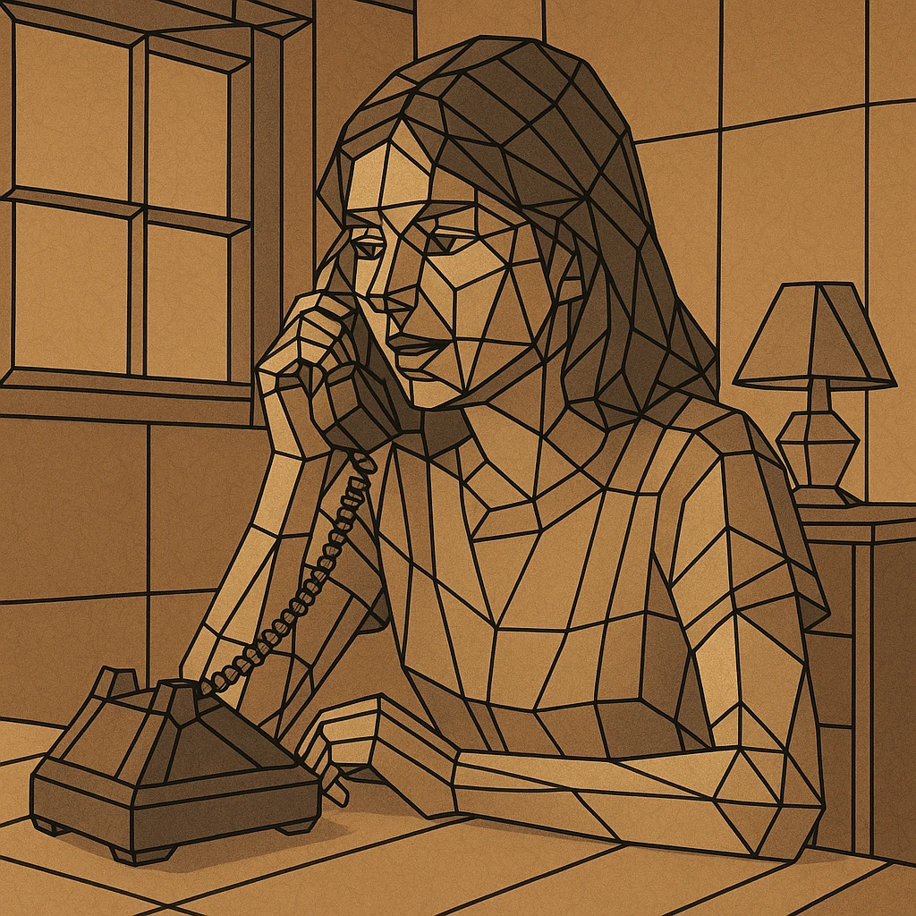 girl talking on telephone in her room emoji