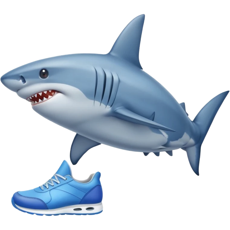 Shark with blue shoes on his fins emoji