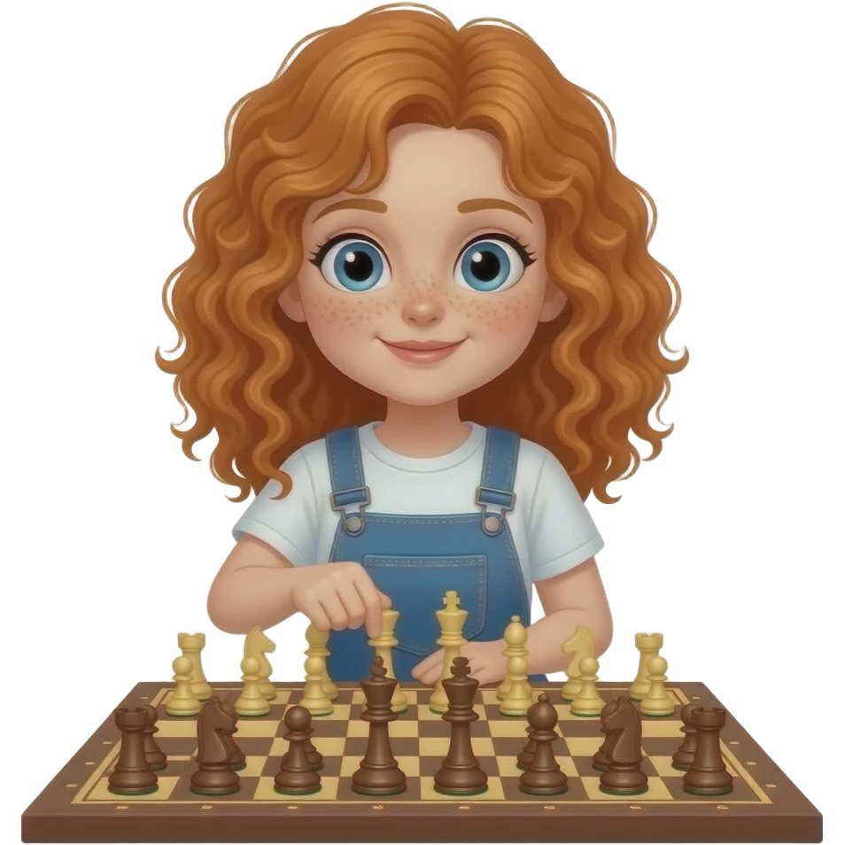 Fille rousse bouclés tâches de rousseur Échecs emoji