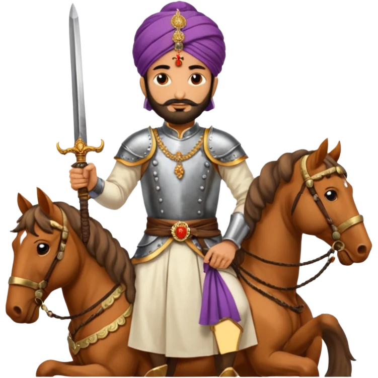 Make a emoji of Chatrapati Shivaji Maharaj in hand must have sward and horse face must be similar to shivaji maharaj  emoji