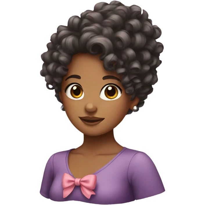 A girl with curly hair with a bow emoji