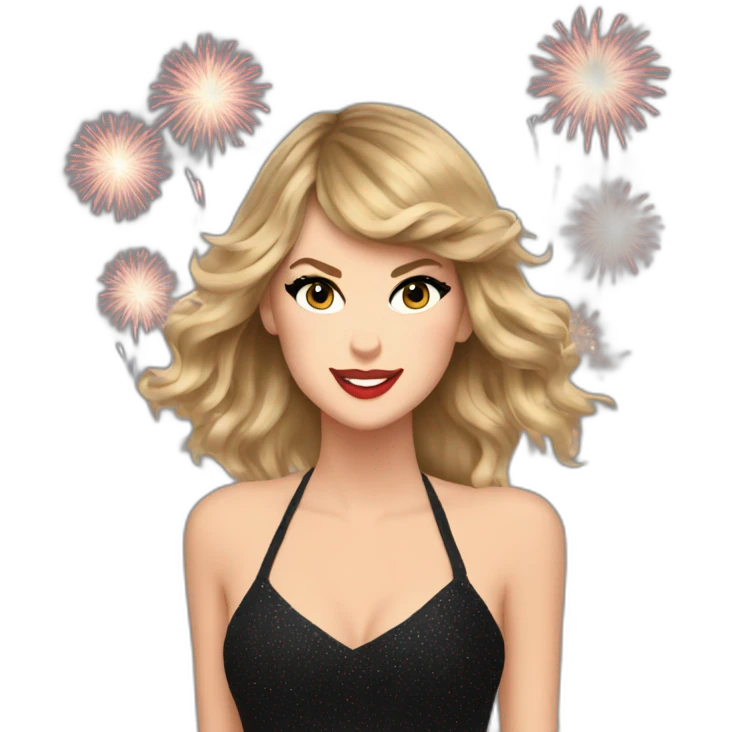 Taylor Swift with fireworks emoji